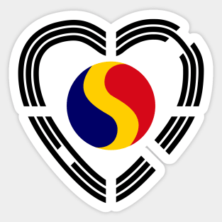 Korean Romanian Multinational Patriot Flag Series (Heart) Sticker